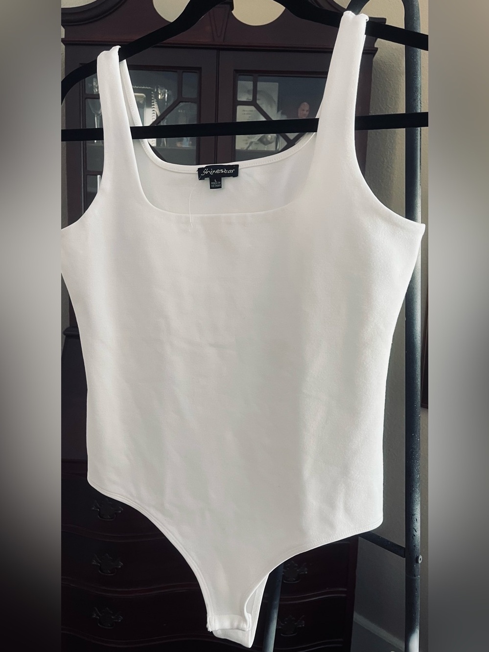 Shine Star White Scoop Neck Bodysuit